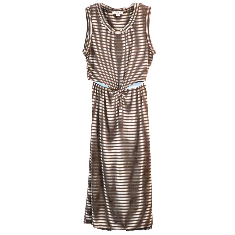 Khaki & White Striped Dress, Side & Back Cutouts